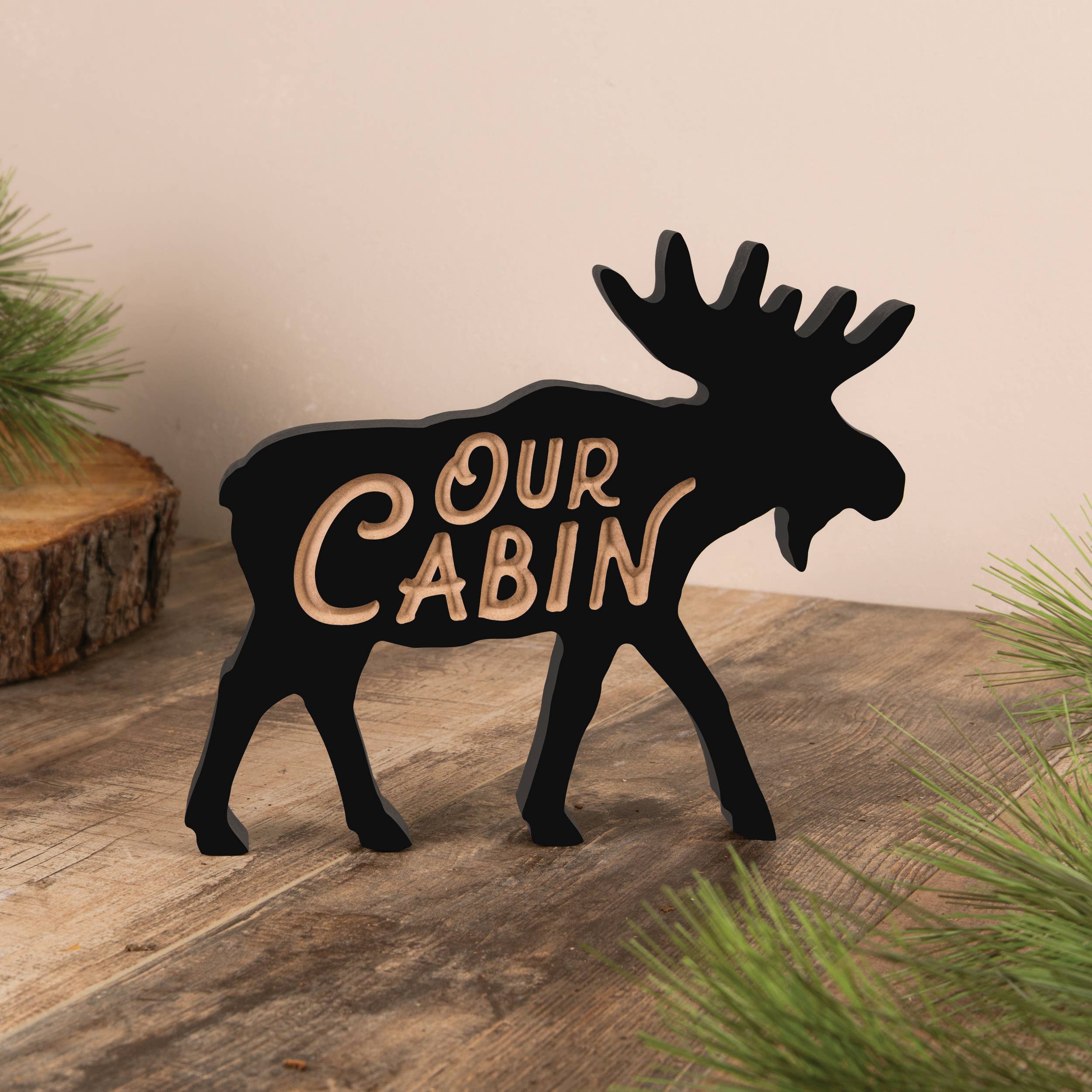 Our Cabin Moose Shaped Sign