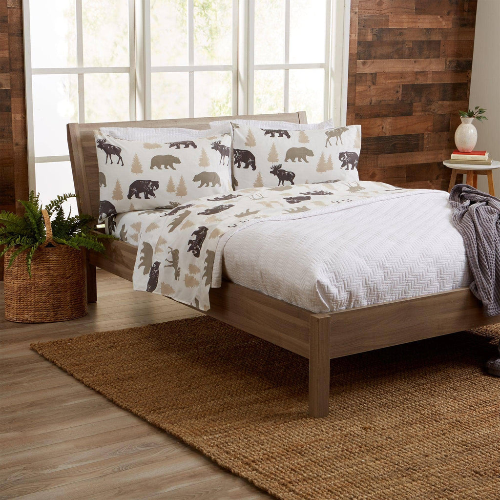 4-Piece Lodge Microfiber Sheet - Mountain Ridge Collection: King / Forest Trail