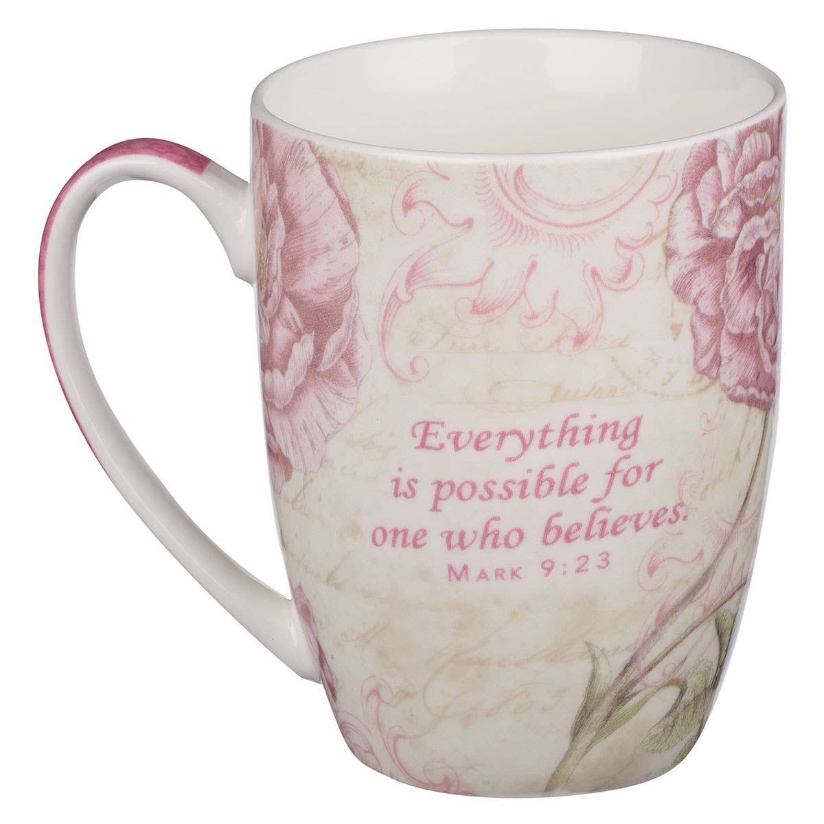 Mug Pink Butterfly Believe Mark 9:23