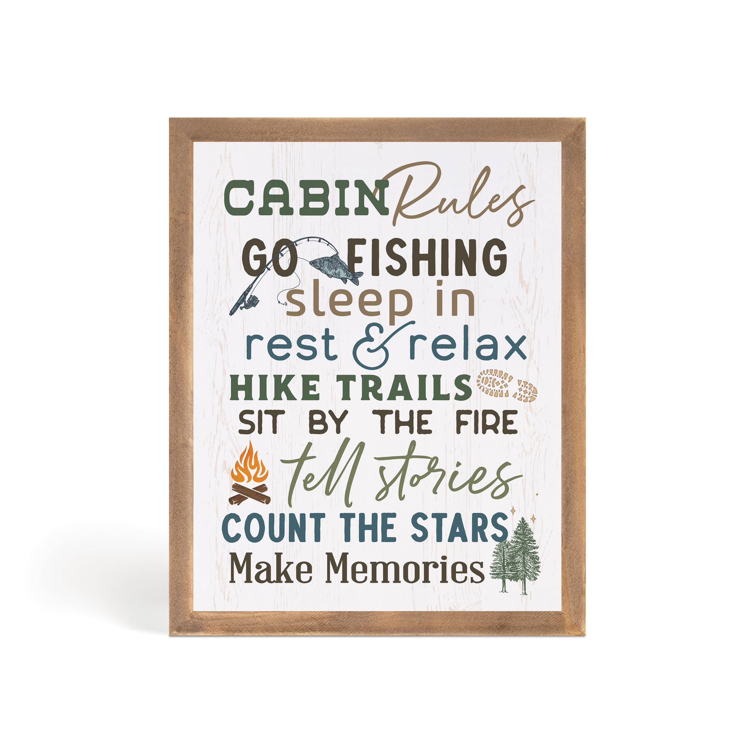 Cabin Rules Framed Art with Easel