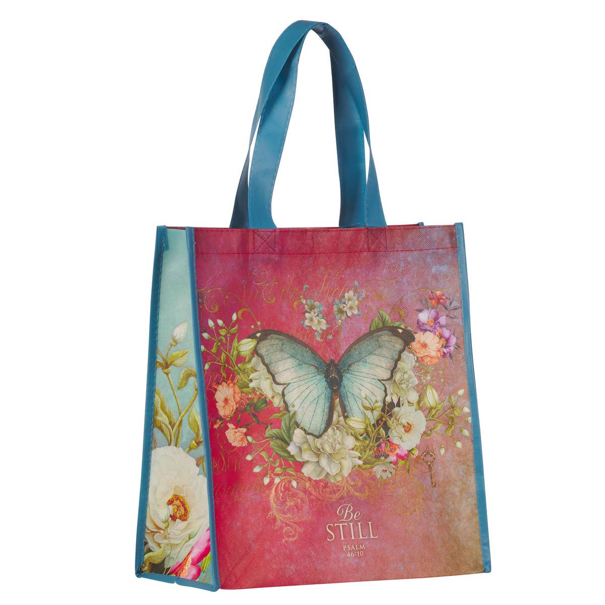 Be Still Pink Butterfly Tote Bag - Psalm 46
