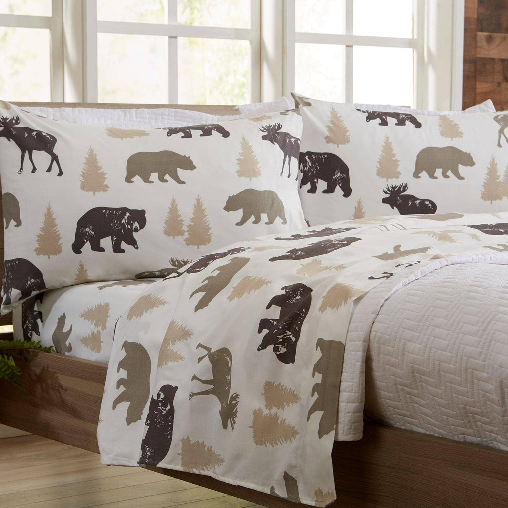 4-Piece Lodge Microfiber Sheet - Mountain Ridge Collection: King / Forest Trail