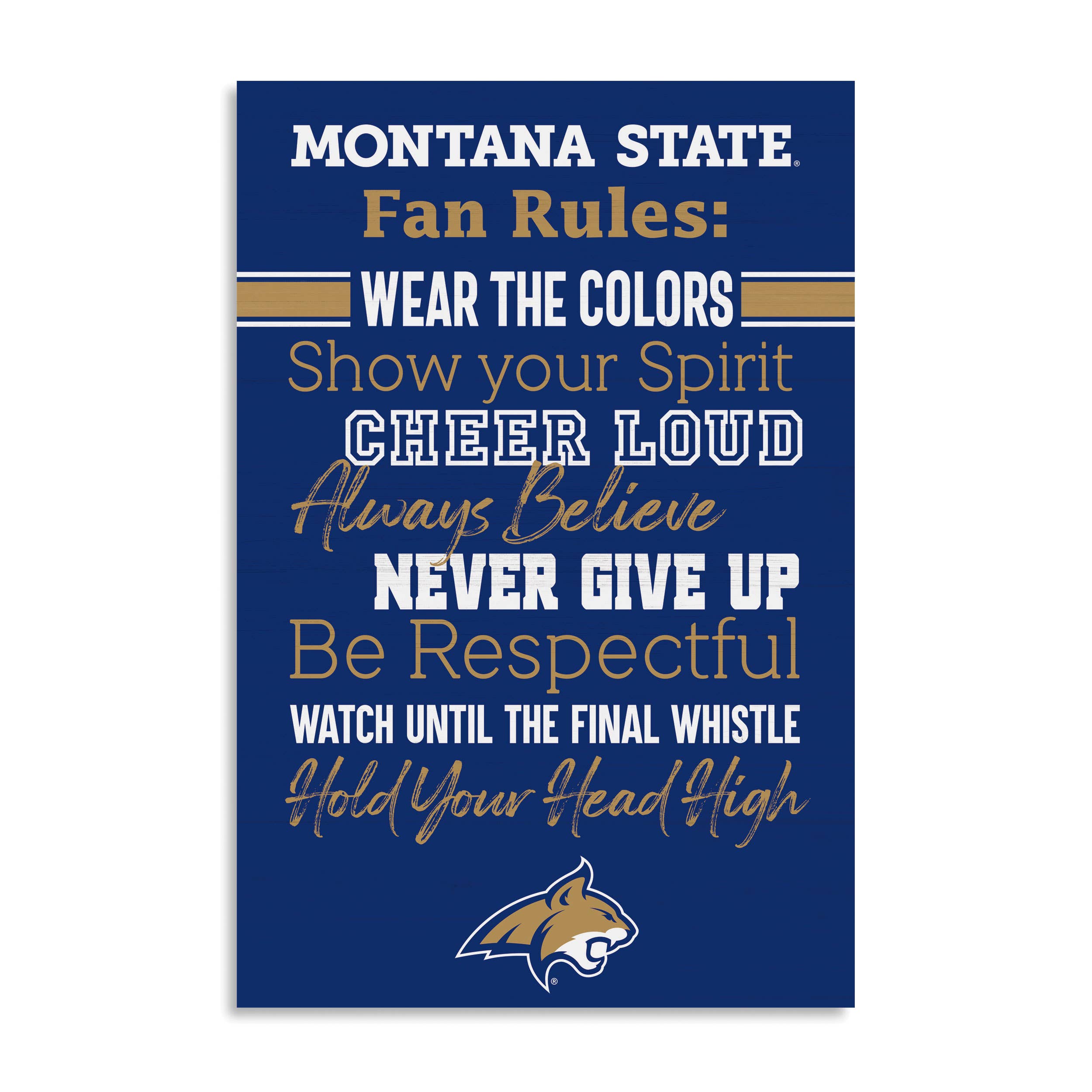Montana State Bobcats Fan Rules Wall Sign