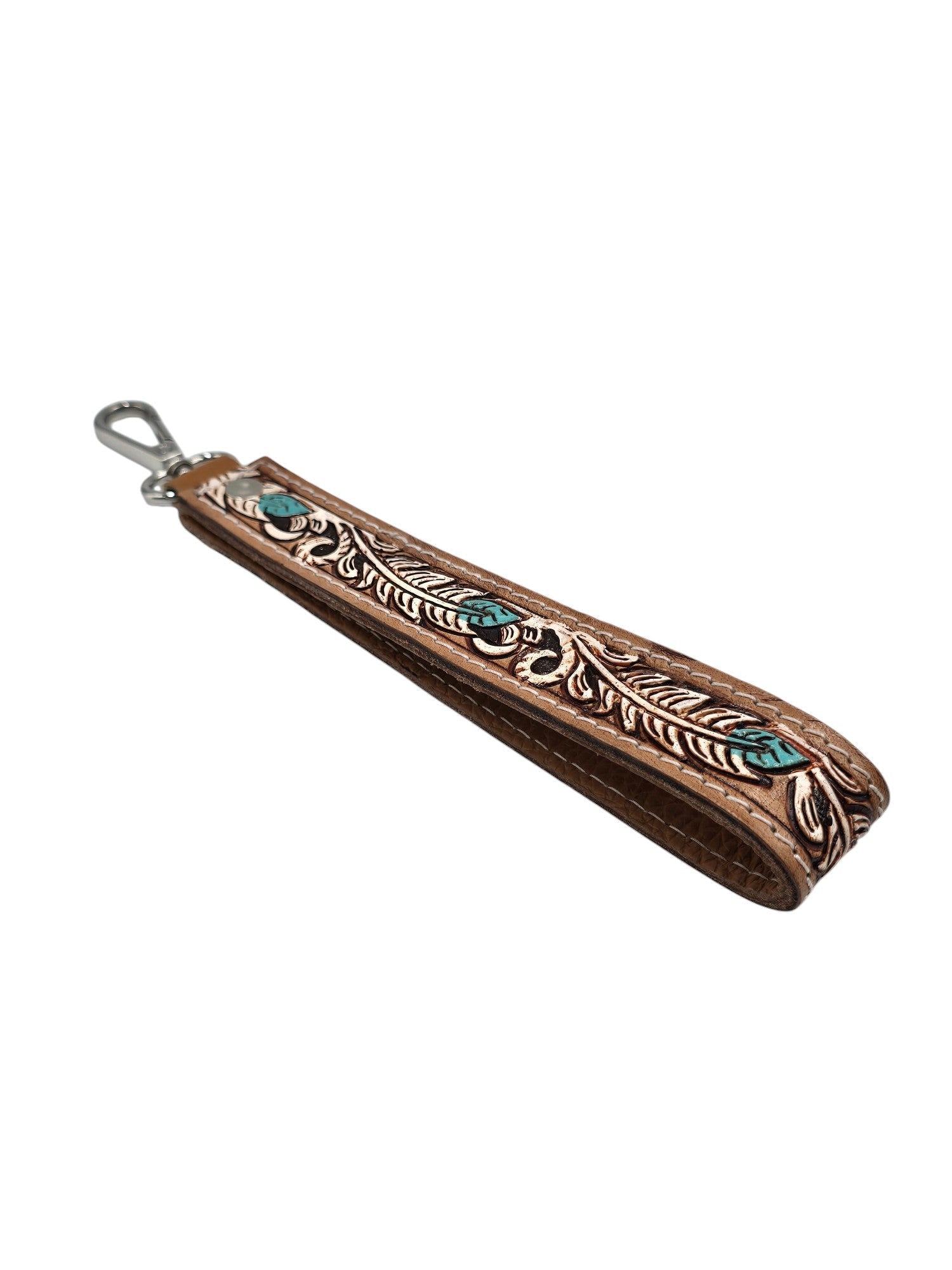 Montana Twist Genuine Leather Keychain - Feather