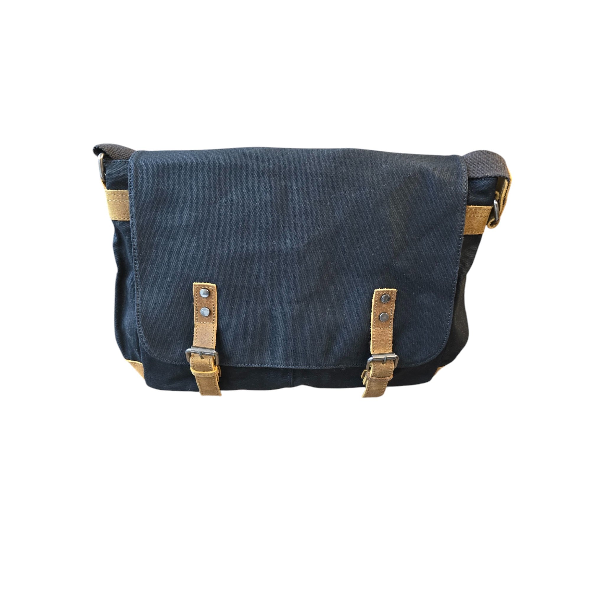 Montana Twist Vintage Canvas Messenger Bag - Black