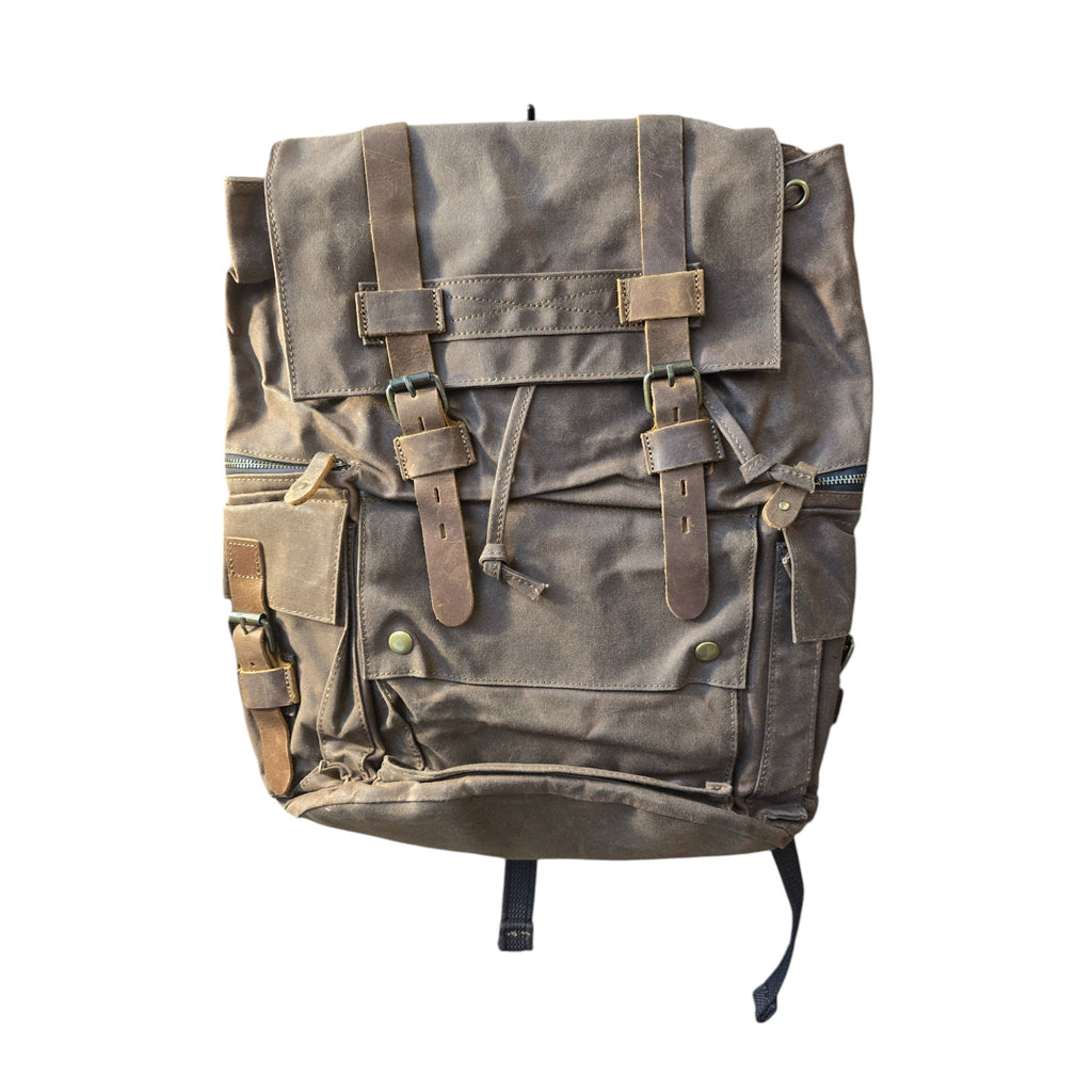 Montana Twist Vintage Waterproof Wax Canvas Outdoor Travel Backpack - Brown