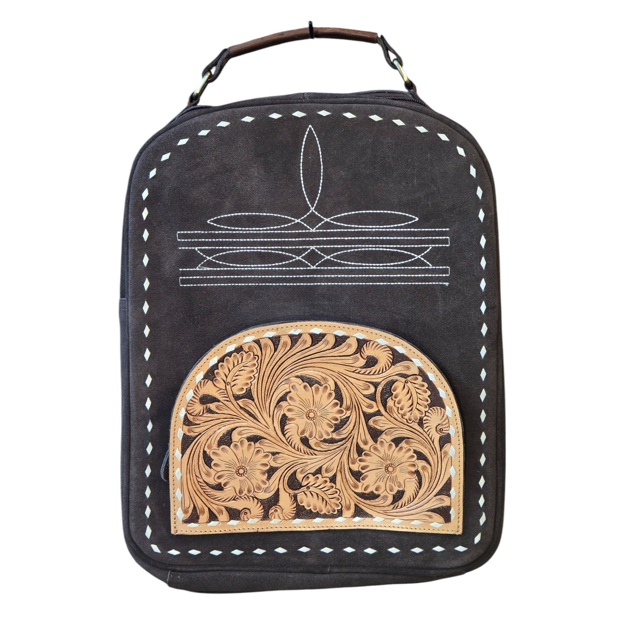 Montana Twist Genuine Leather Boot Stitch Design Dark Brown Backpack