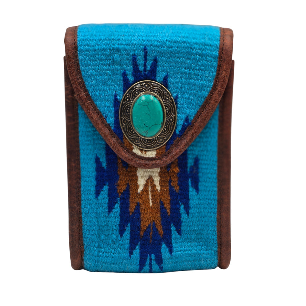 Montana Twist Genuine Leather Handwoven Crossbody Bag - Turquoise