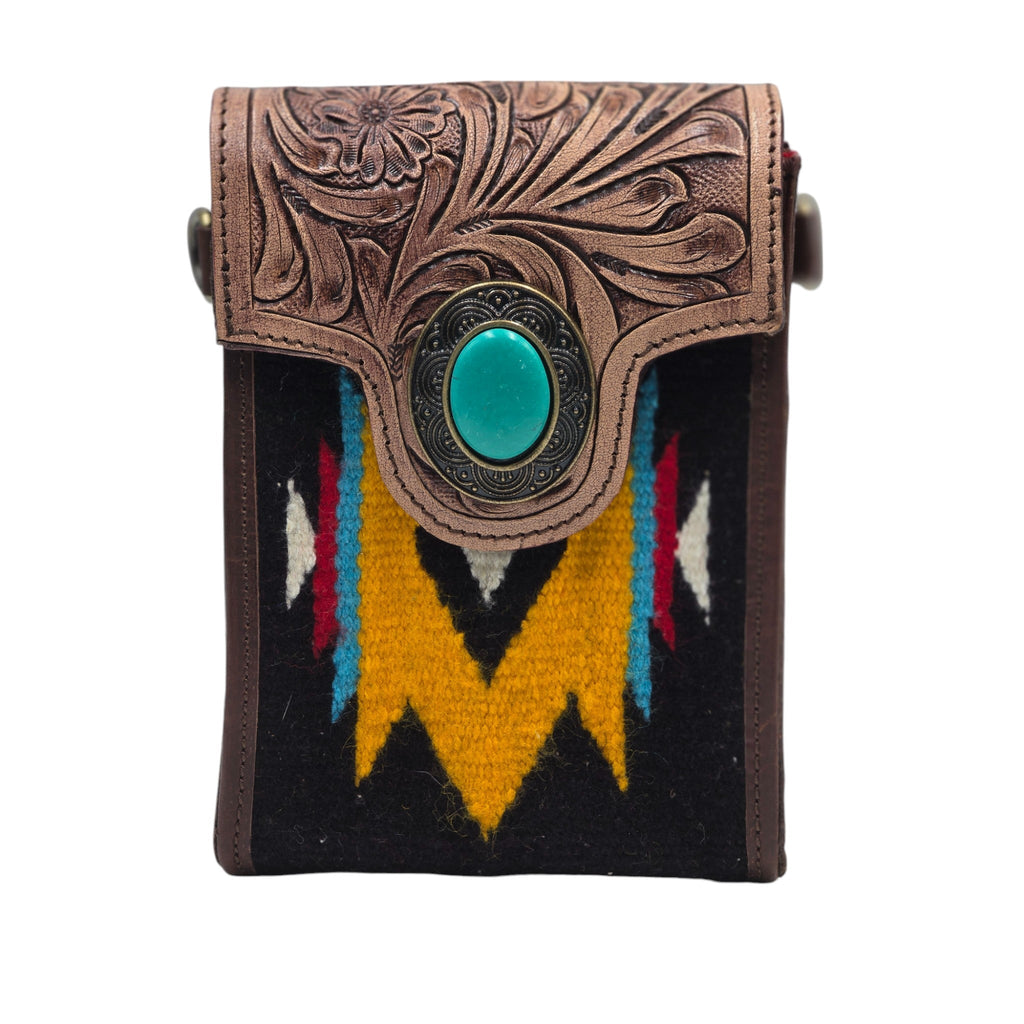Montana Twist Genuine Leather Handwoven Crossbody Bag - Black