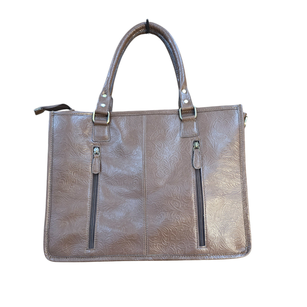 Montana Twist Genuine Tooled Leather Tote Bag