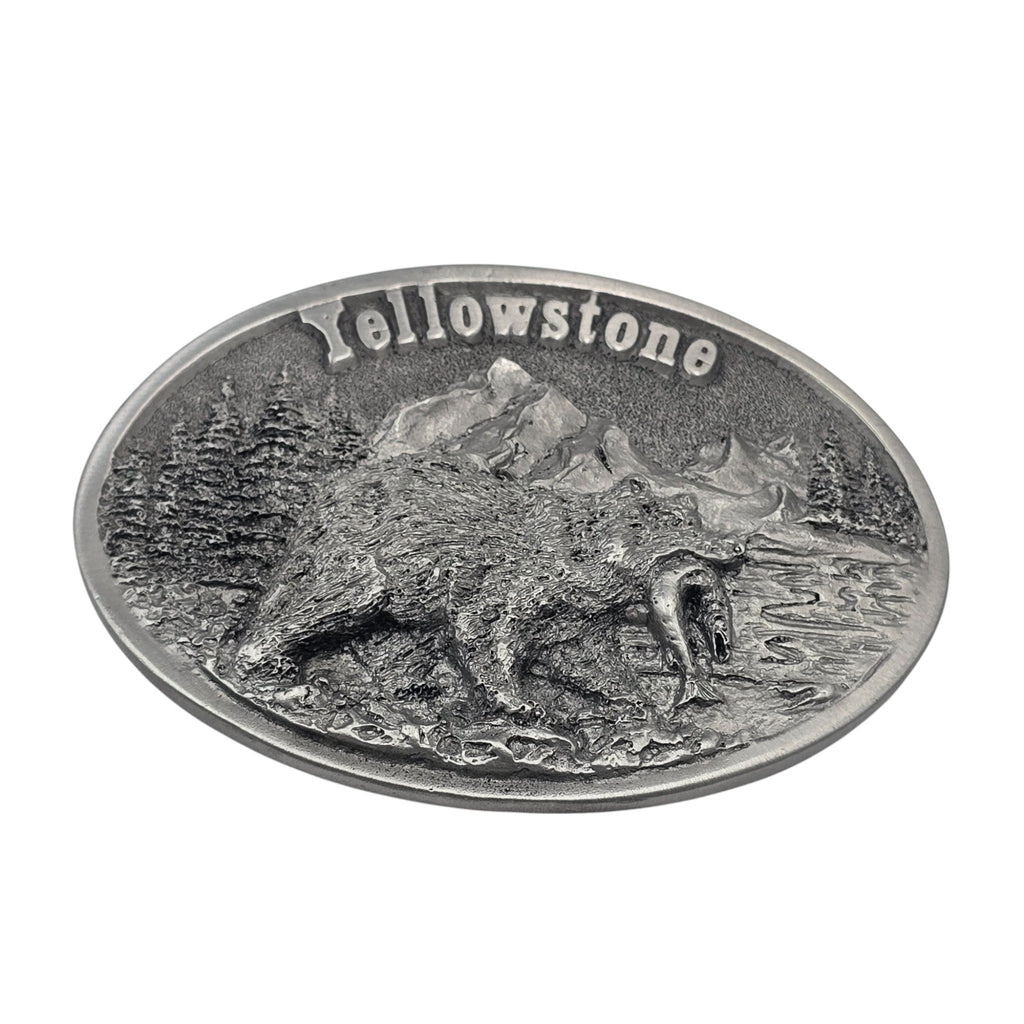 Pewter Yellowstone Grizzly Bear Belt Buckle # 5828