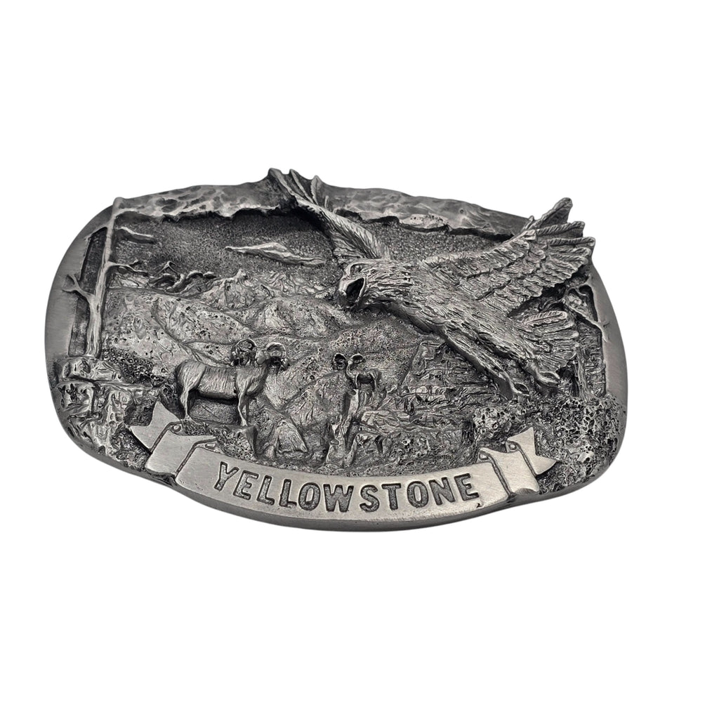 Pewter Yellowstone Eagle & Wildlife Scene Belt Buckle #5942