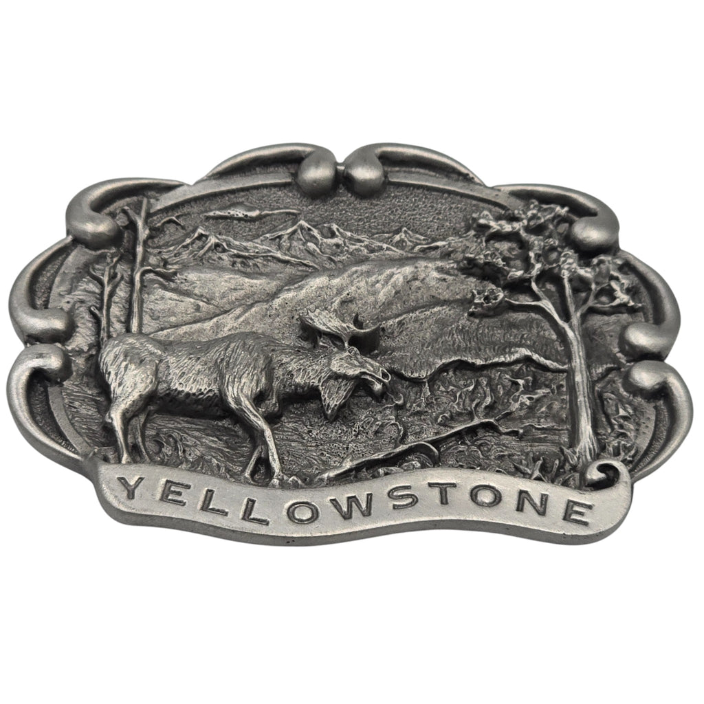 Pewter Yellowstone Moose Scene Belt Buckle #5119