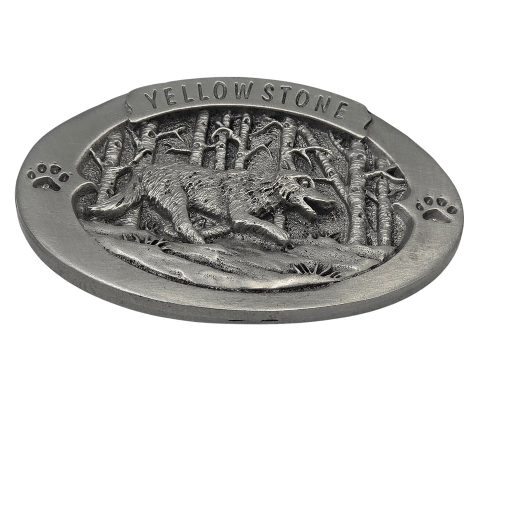 Pewter Yellowstone Gray Wolf Scene Belt Buckle #5110