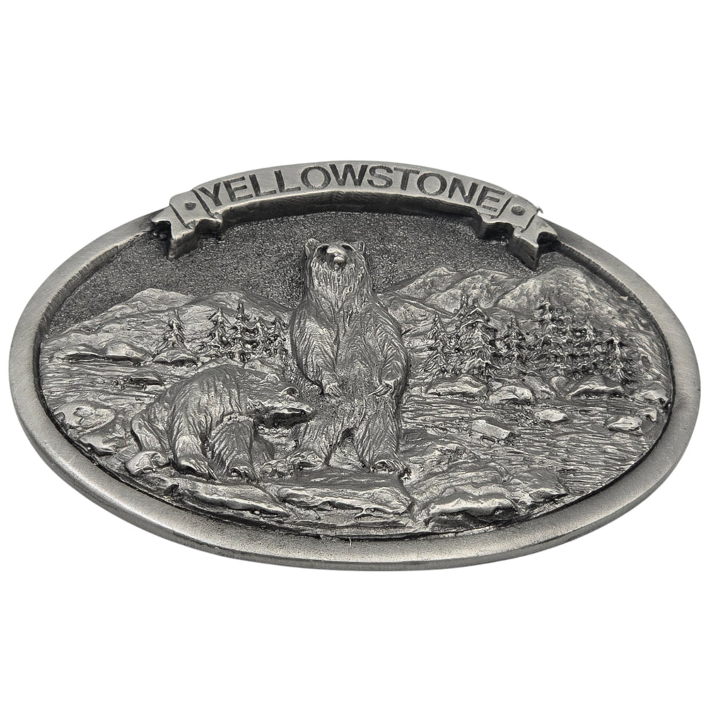 Pewter Yellowstone Grizzly Bear Duo Belt Buckle #5920