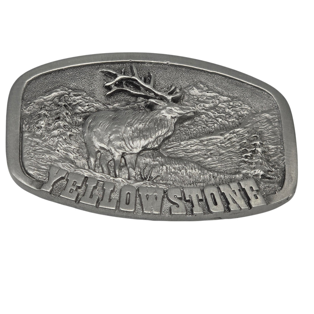 Pewter Yellowstone Bull Elk Scene Belt Buckle #5824