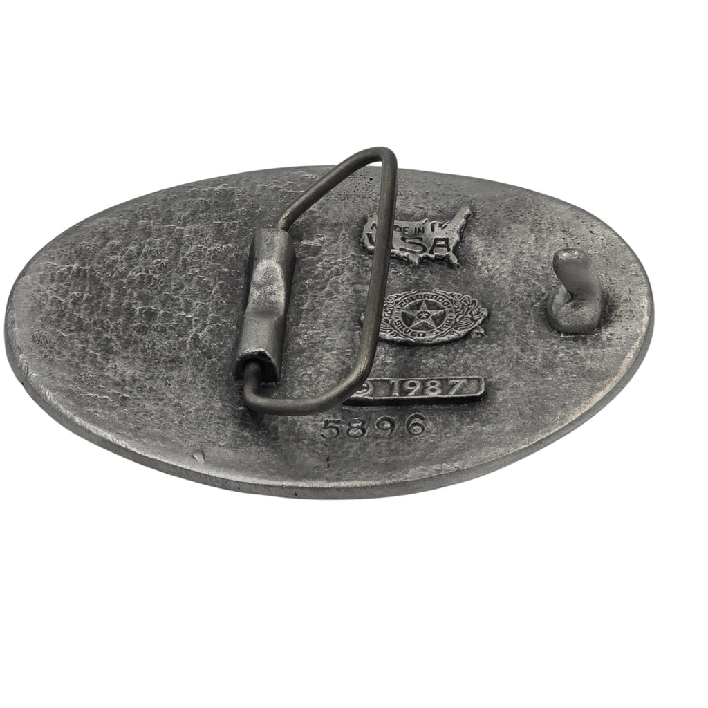 Pewter Yellowstone Trout & Fisherman Scene Belt Buckle #5896