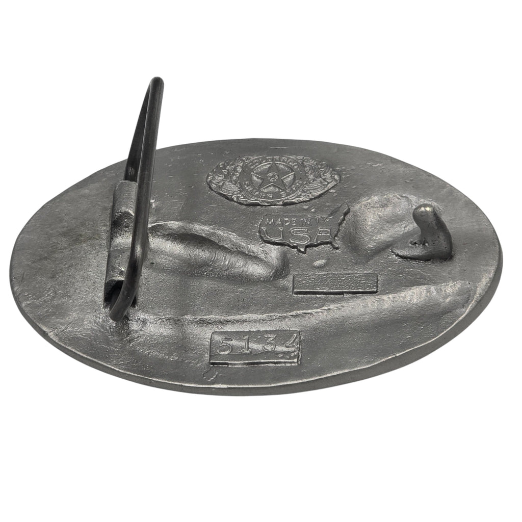 Pewter Fighting Elk Scene Belt Buckle #5134