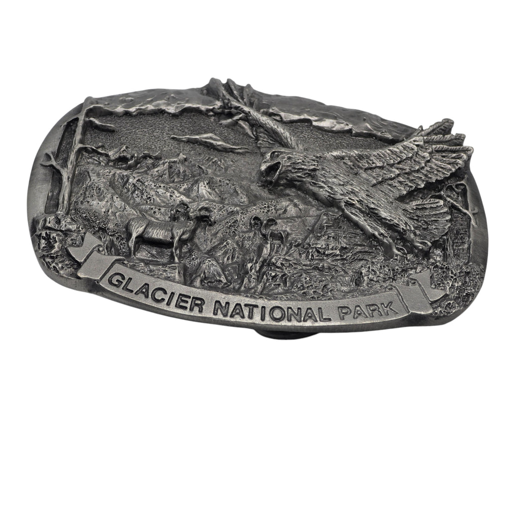 Pewter Glacier National Park Wildlife Scene Belt Buckle #5965
