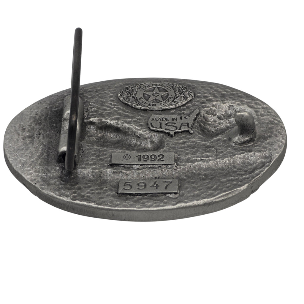 Pewter Glacier National Park Fighting Elk Scene Belt Buckle #5947
