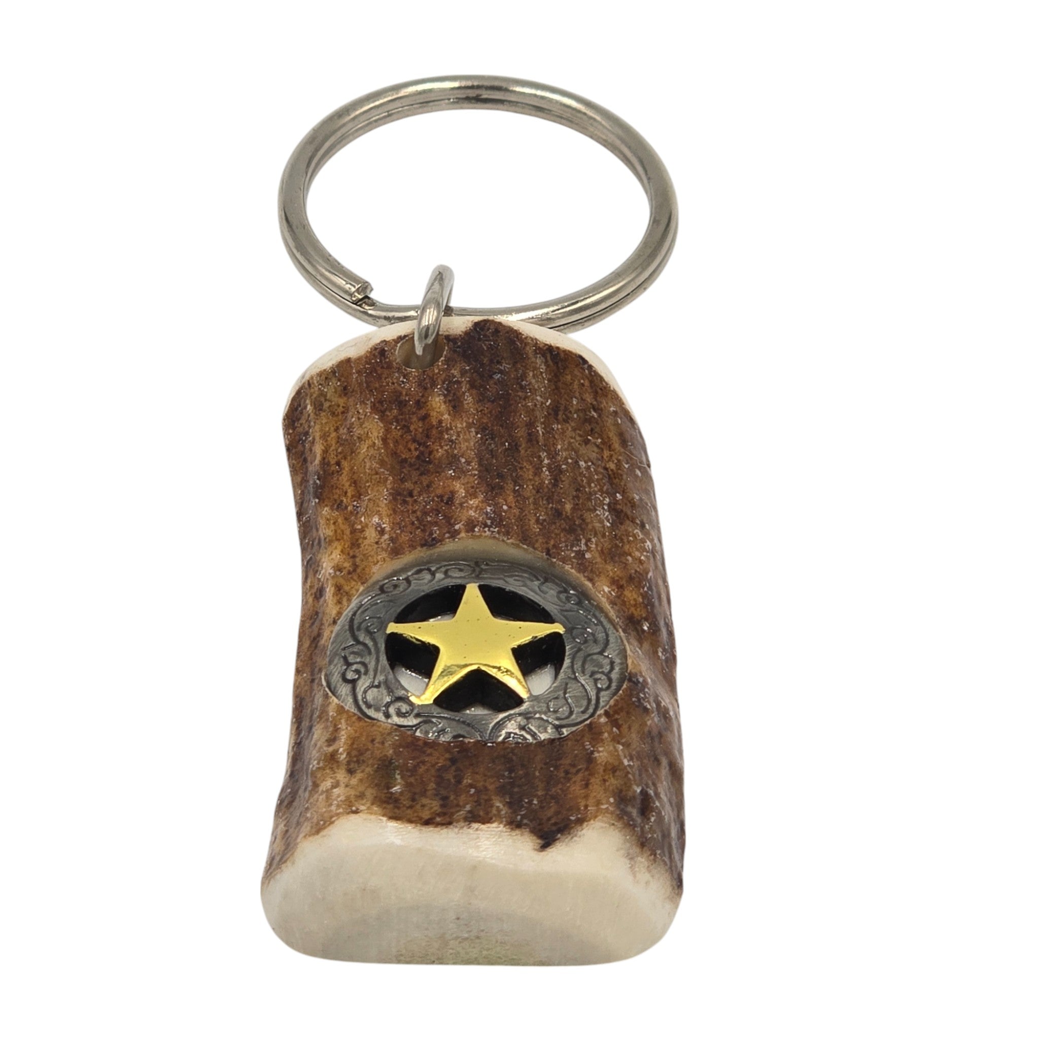 Antler Keyring with Gold Star Concho