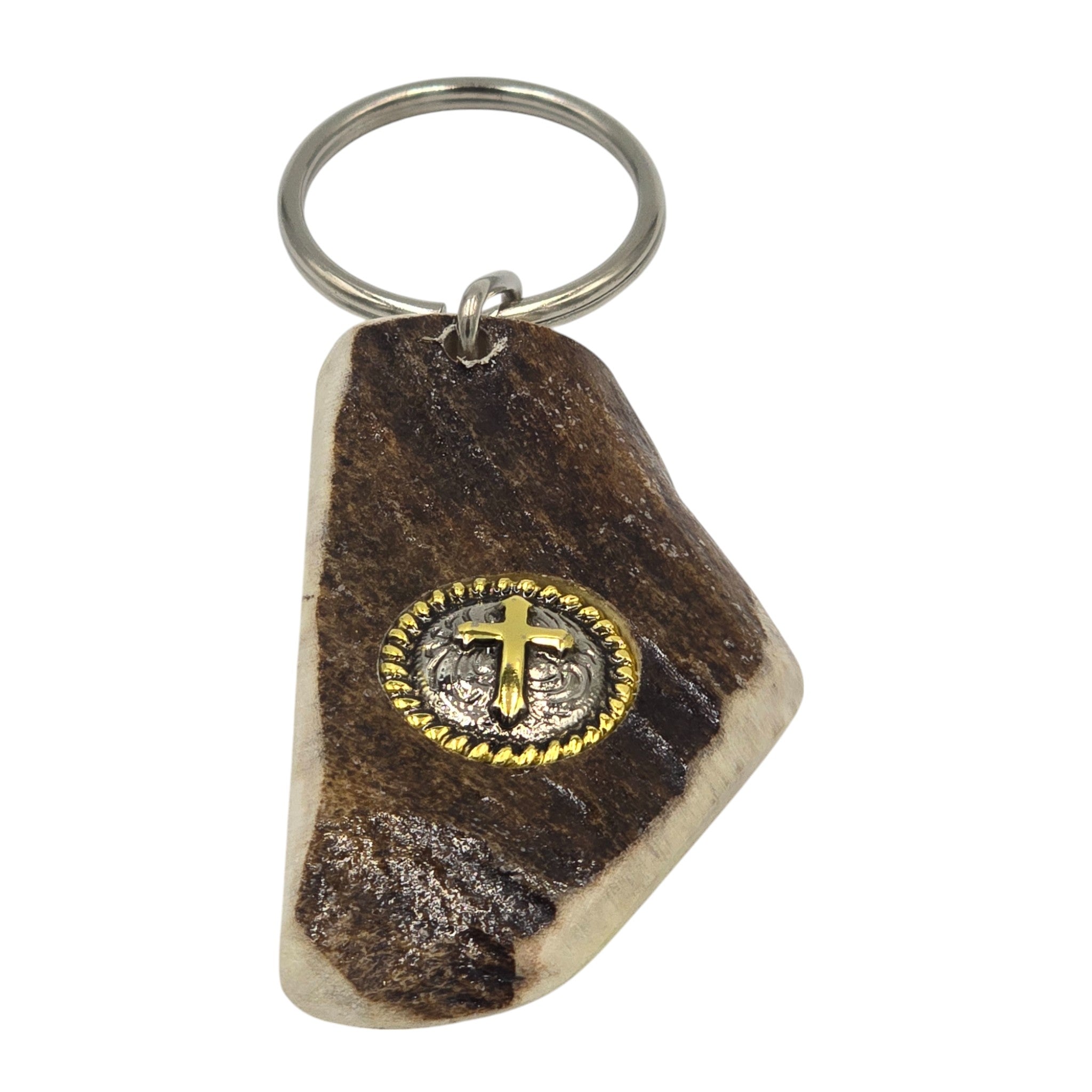 Antler Keyring with Cross Concho