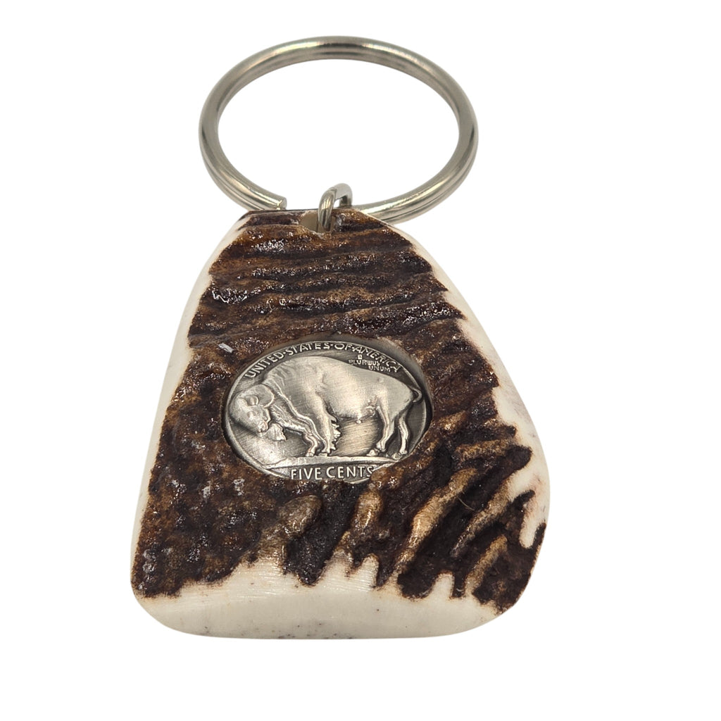 Antler Keyring with Buffalo Nickle Concho