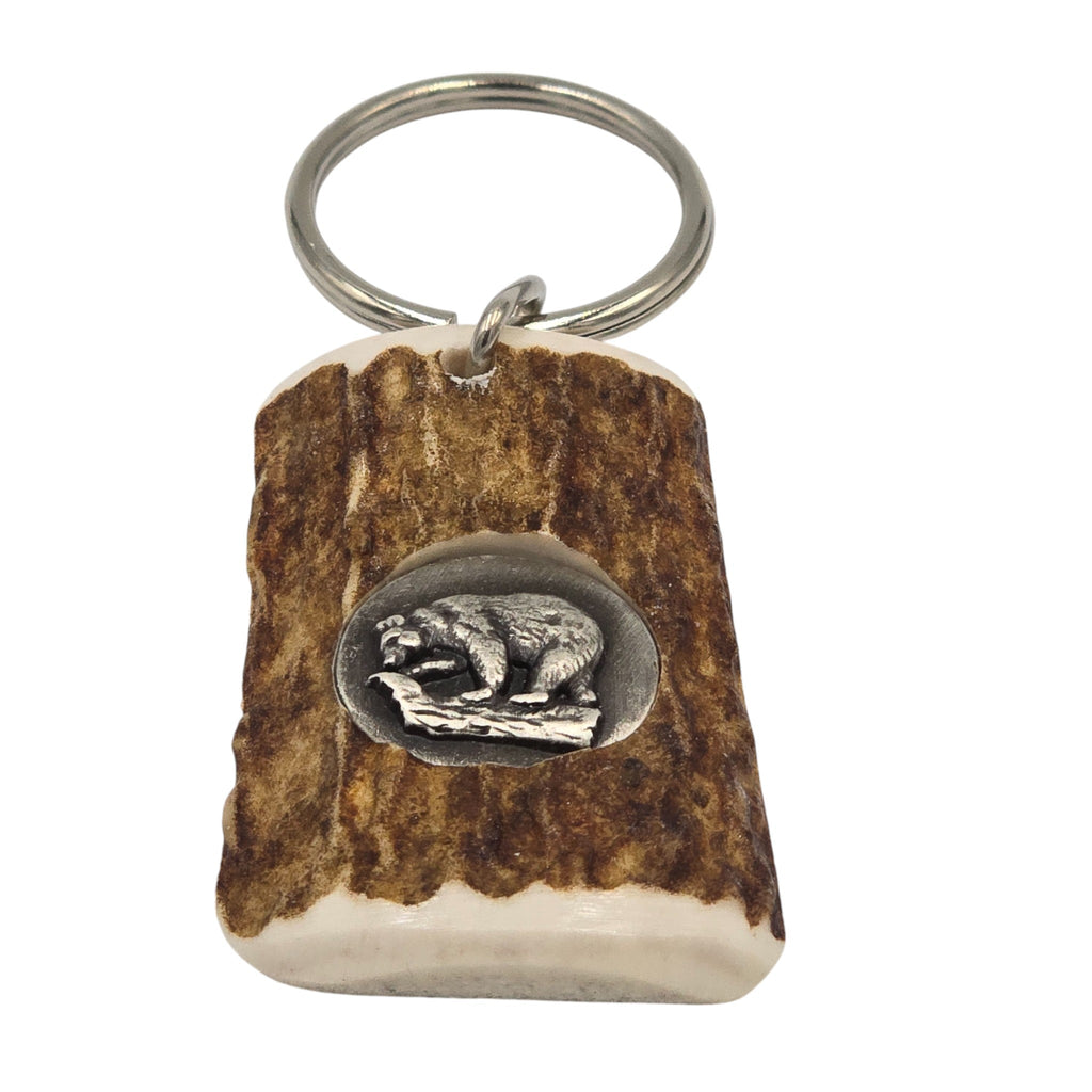 Antler Keyring with Bear Concho