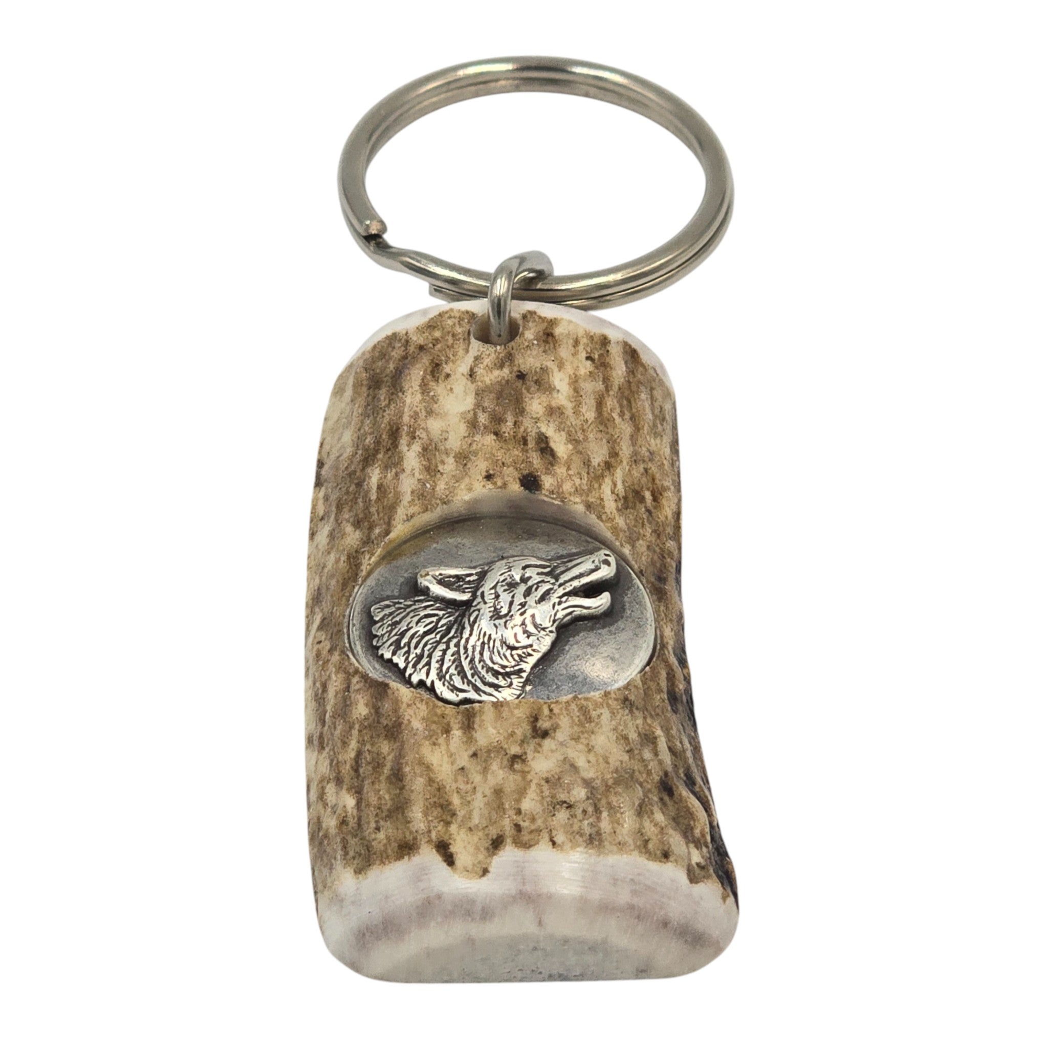 Antler Keyring with Wolf Concho