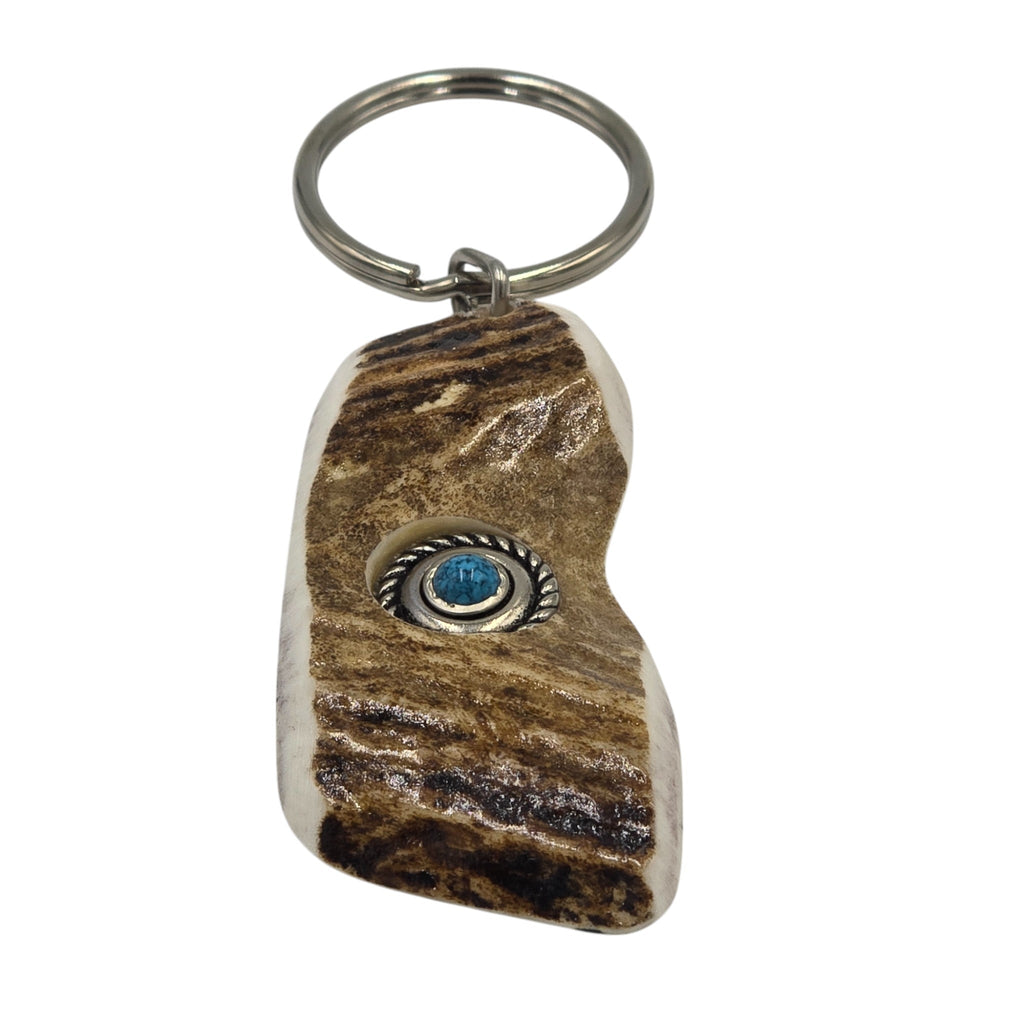 Antler Keyring with Round Turquoise Concho