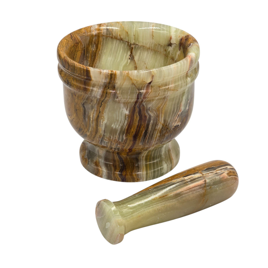 Hard Carved Imported Luxury Green Onyx Mortar & Pestel Set