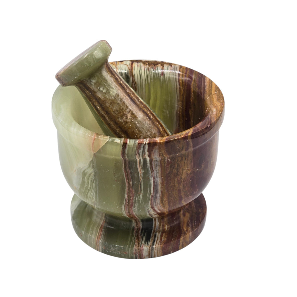 Hard Carved Imported Luxury Green Onyx Mortar & Pestel Set