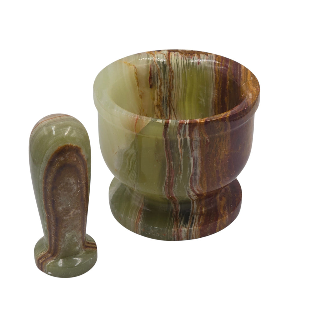 Hard Carved Imported Luxury Green Onyx Mortar & Pestel Set