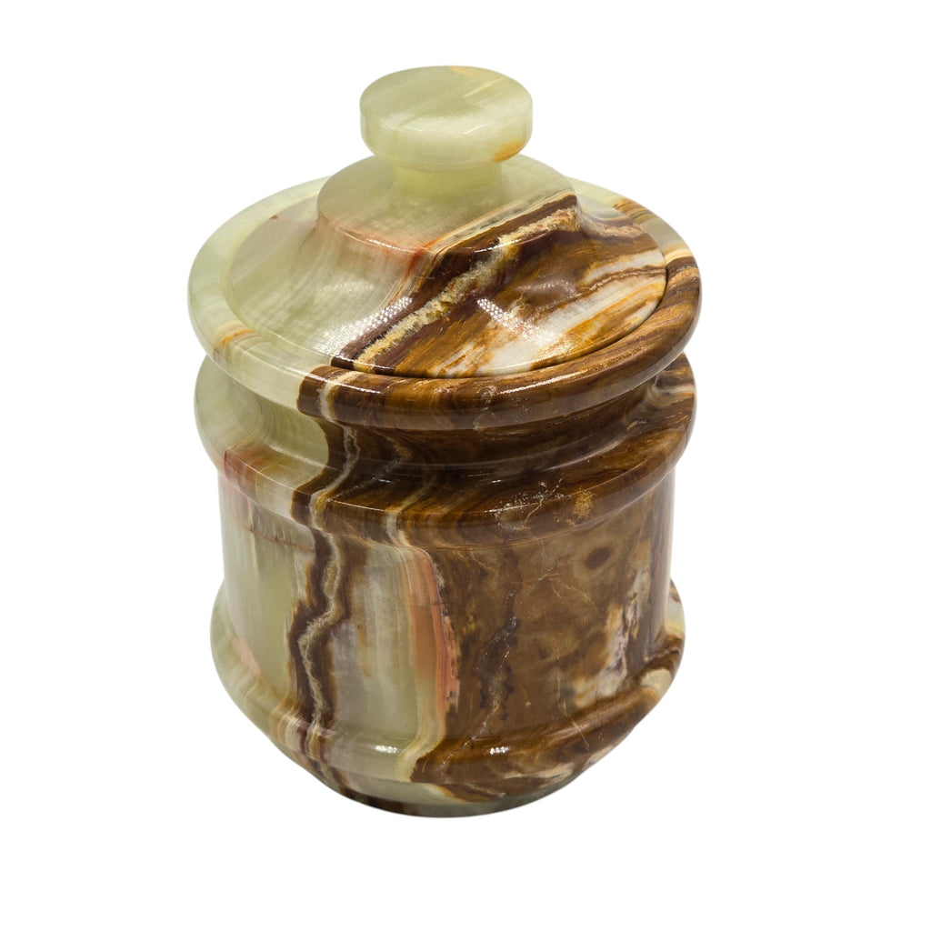 Imported Handmade Luxury Green Onyx Bowl w/Lid