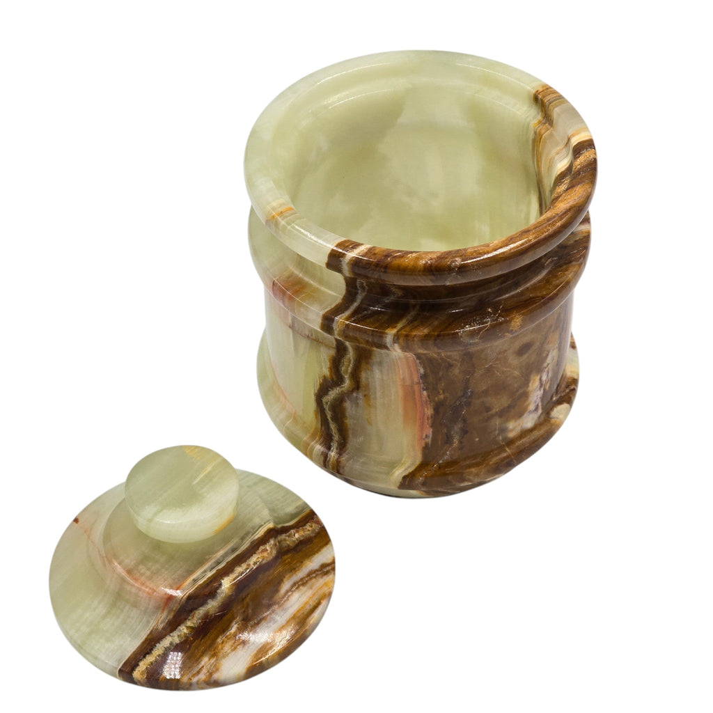 Imported Handmade Luxury Green Onyx Bowl w/Lid