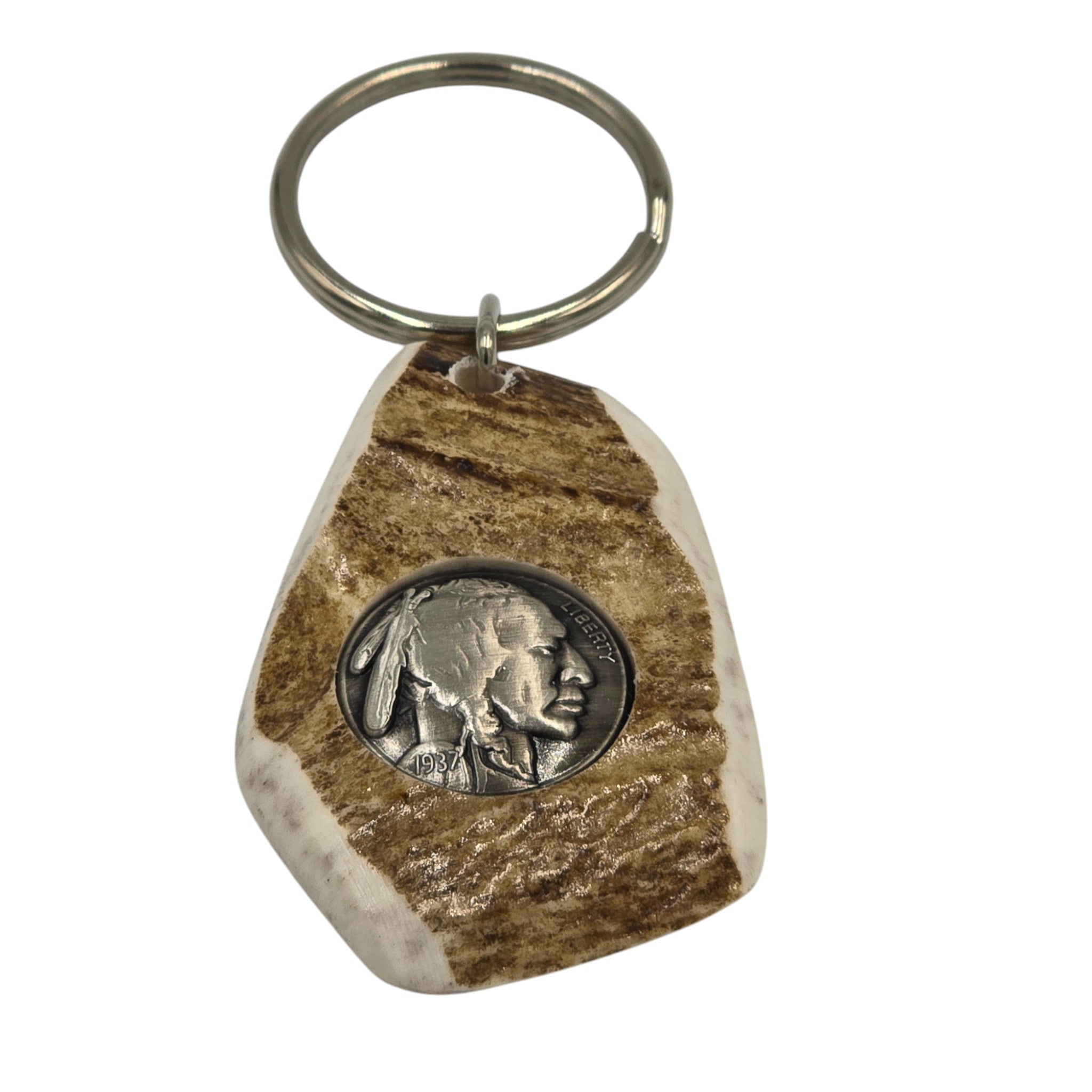 Antler Keyring with Native American Head Concho