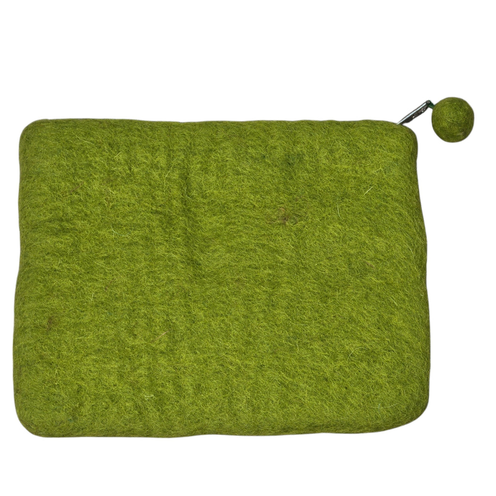 Hand Crafted Wool Felt Coin Purse, Green in Color, Emblazoned with a Butterfly