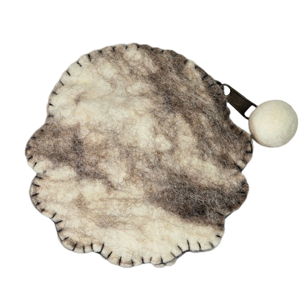 Handmade Wool Felt Coin Purse; Brown Sheep