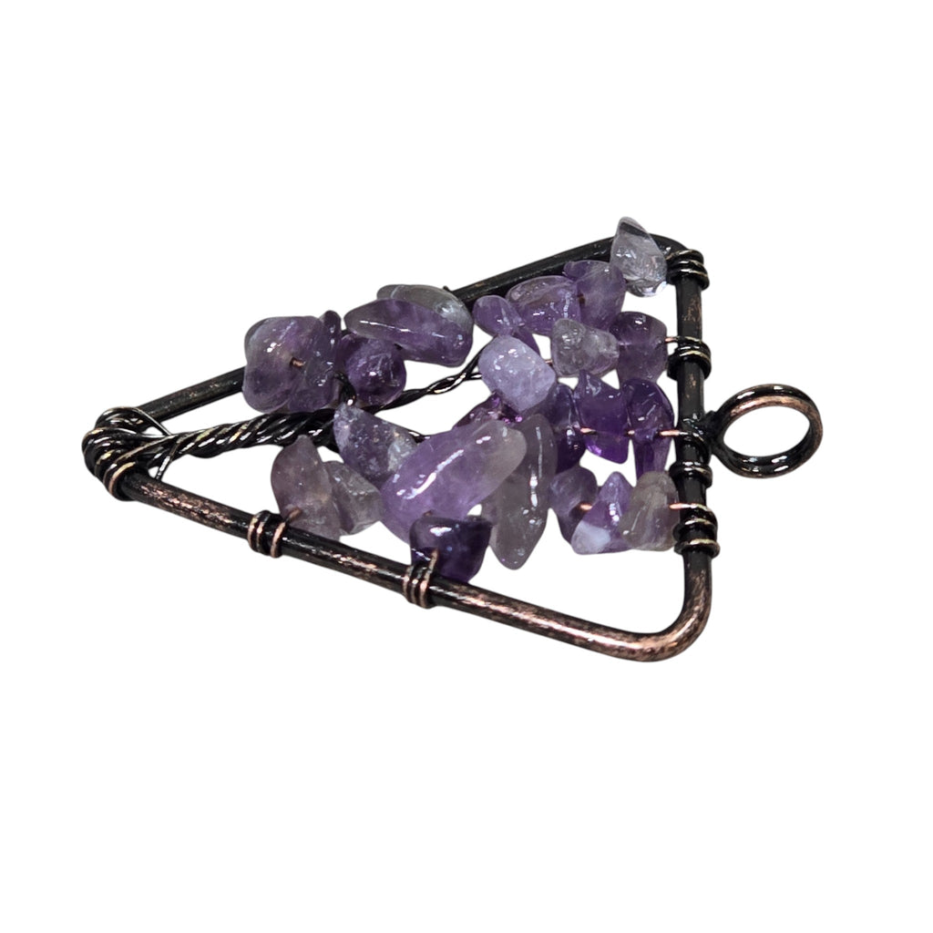 Handmade Wire-Wrapped Amethyst Crystal Tree of Life Pendant