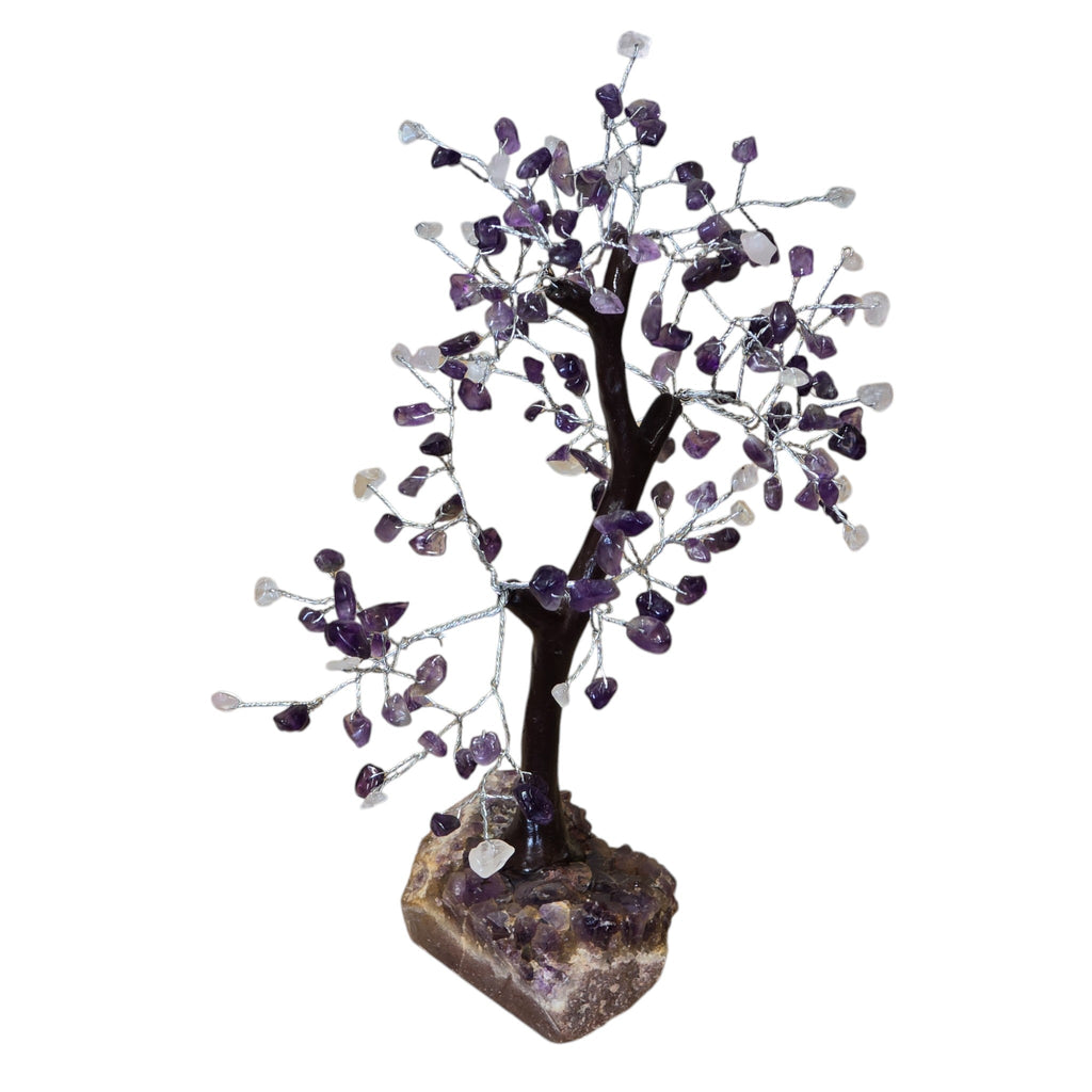 Handmade Natural Stone Amethyst & Rose Quartz Crystal Tree