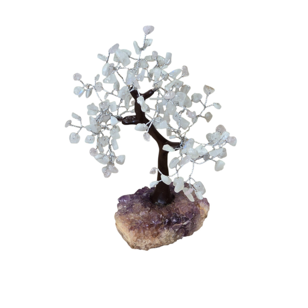 Handmade Natural Stone Moonstone & Rose Quartz Crystal Tree