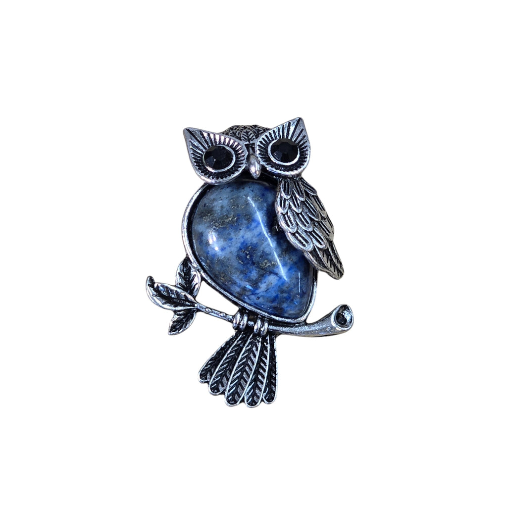 Natural Sodalite Stone Owl Pendant