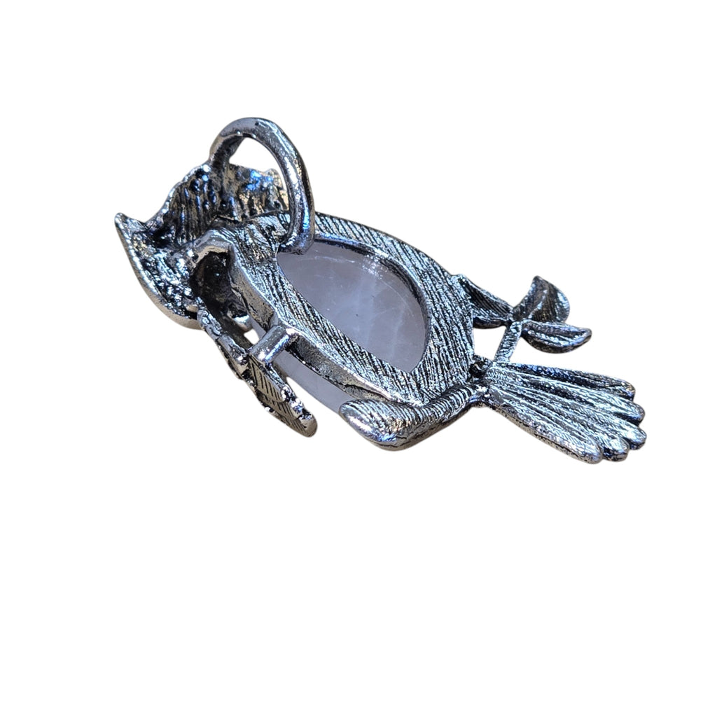 Natural Quartz Stone Owl Pendant