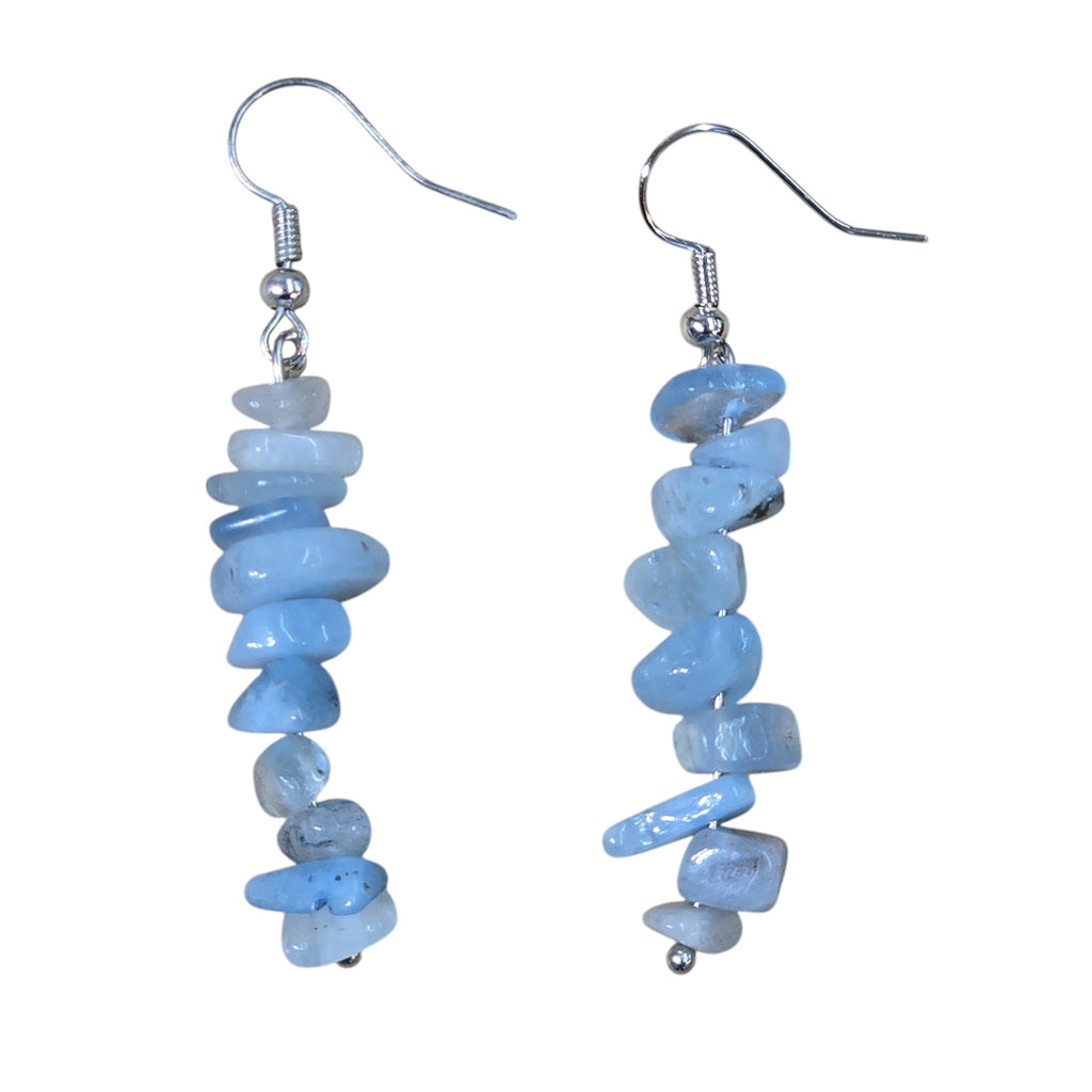Handmade Aquamarine Gemstone Chip Earrings