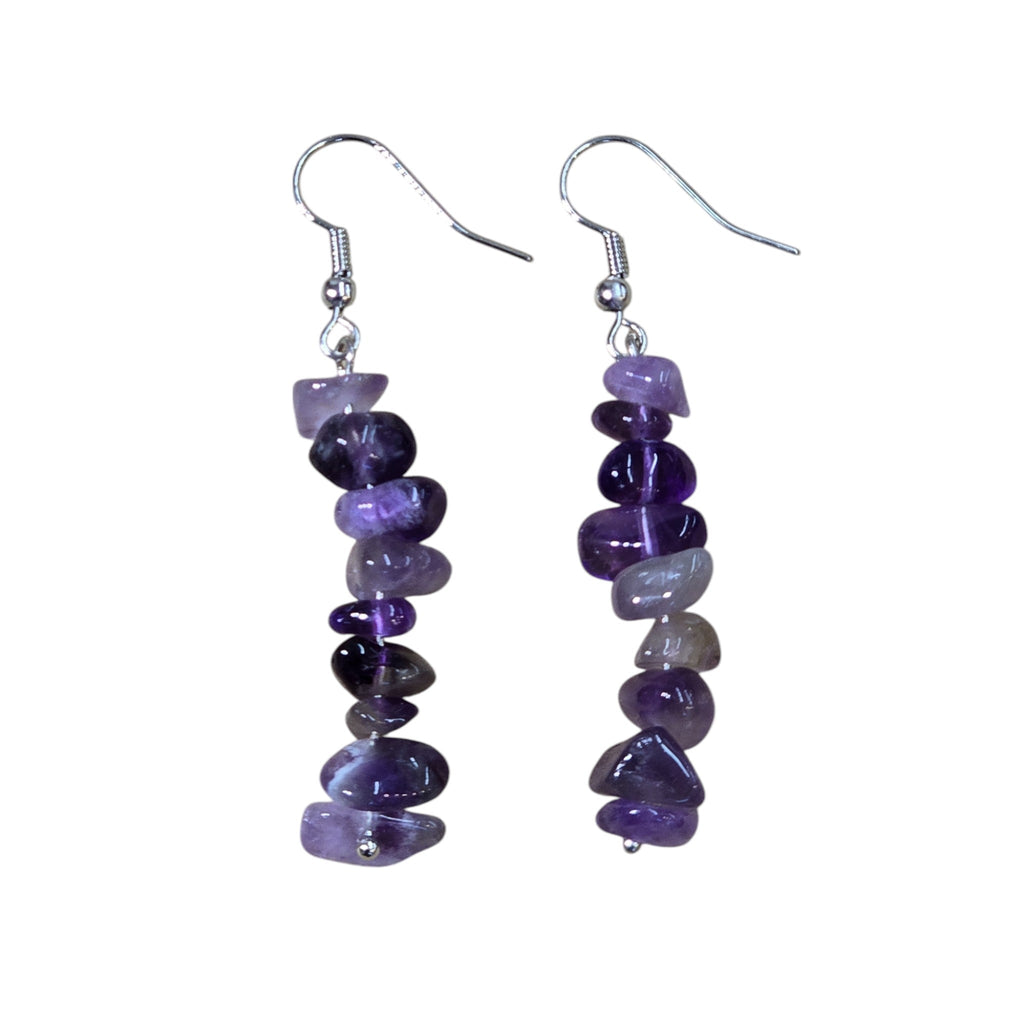 Handmade Amethyst Gemstone Chip Earrings