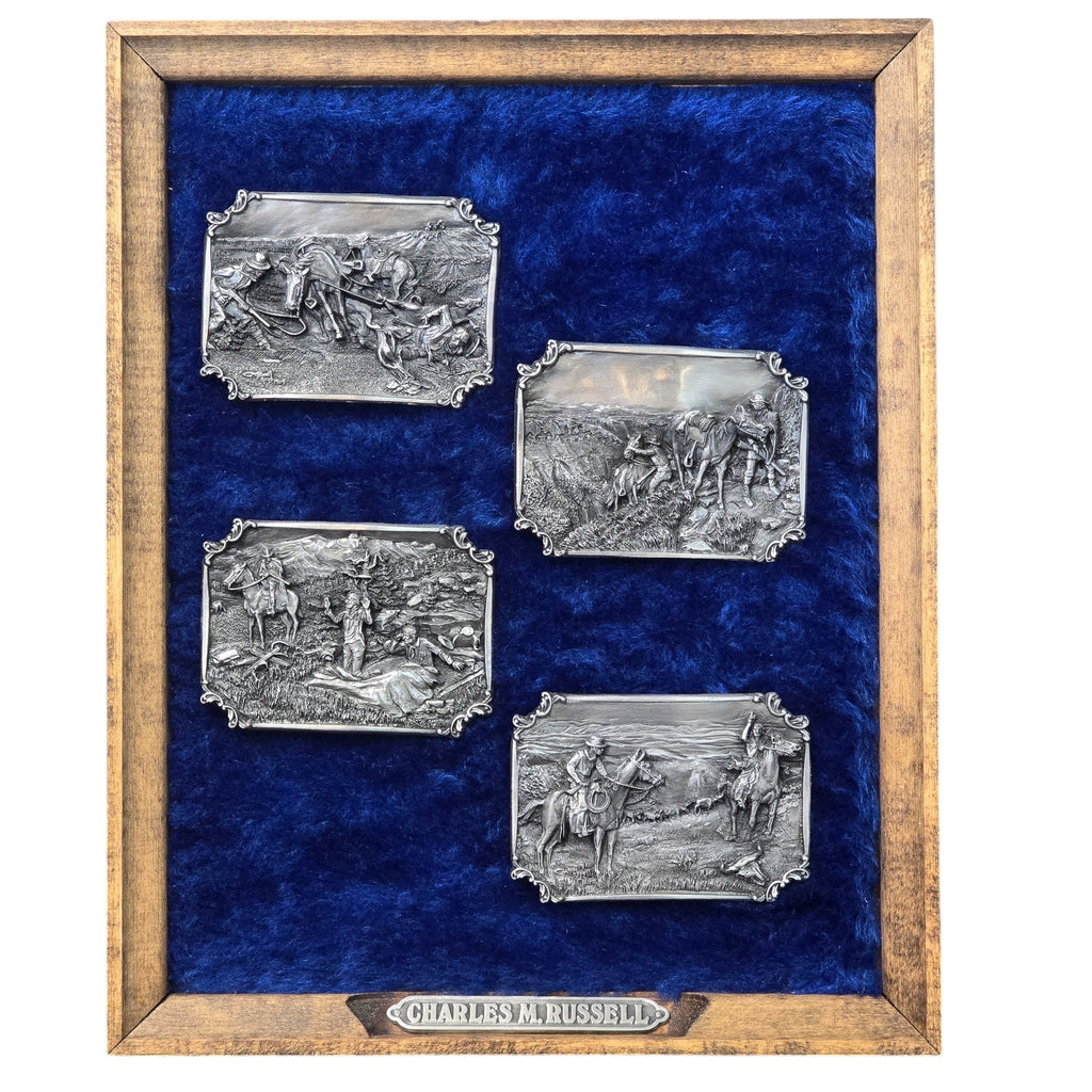 Charles M. Russell, Limited Edition Belt Buckles, Set of Four #2213 of 5000