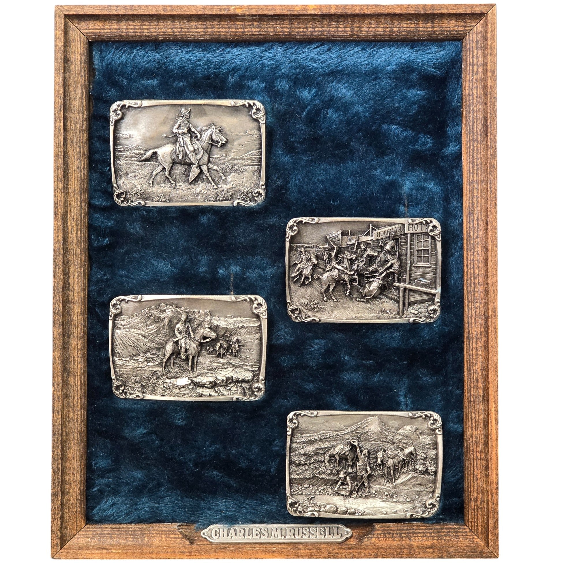 Charles M. Russell, Limited Edition Belt Buckles, Set of Four #197 of 5000