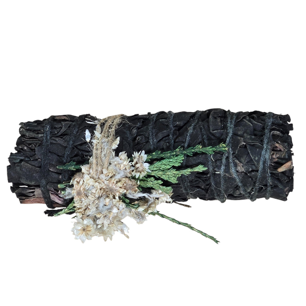 Midnight Bloom, Floral, White Sage 4-inch Smudge Stick
