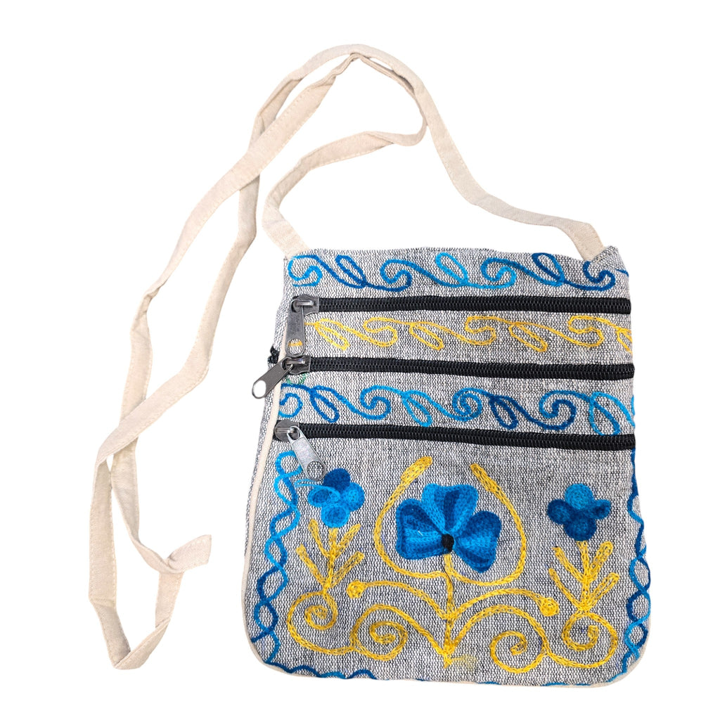 Handmade Boho Natural Embroidery Cross-Body Travel Bag