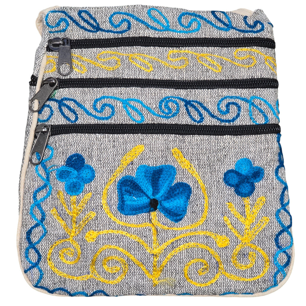 Handmade Boho Natural Embroidery Cross-Body Travel Bag